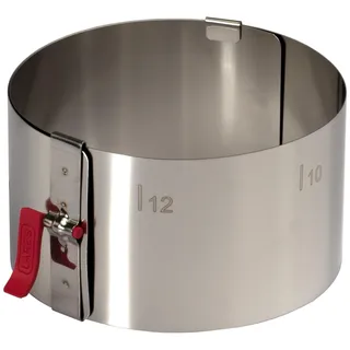 Lares Tortenring Verstellbar mit Klemmhebel Edelstahl | Skala | 10–18 cm | Made in Germany | 7 cm hoch | Verstellbarer Kuchenring rund | Spülmaschinengeeignet