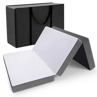 Autsel Klappmatratze 140x200x10cm 3-teilige Faltmatratze Camping Matratze Gästebett Bodenmatratze Gästematratze Feldbett Klappbett