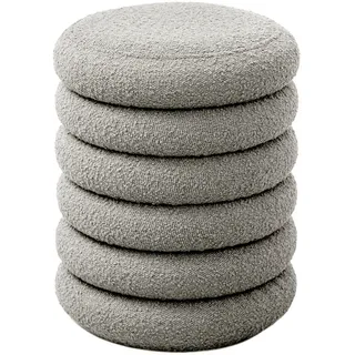 Svita Blossom XS Hocker mit Stauraum Sitzhocker Ottomane Boucle-Polster Hellgrau