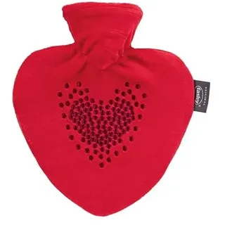 Fashy Herzwärmflasche mit Bezug und Stickerei 0,7 l Rot