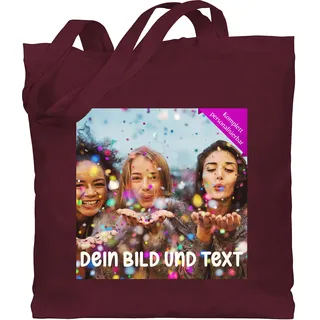 Baumwolltasche - Foto eigenem - Fotogeschenk I Geschenk Bild personalisiert I Geschenk mit Bild I Custom Photo - Unisize - Bordeauxrot - fotogeschenke kindergarten stofftasche selbst drucken druck - Einheitsgröße