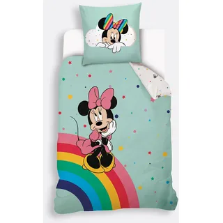 Minnie Mouse Bettwäsche-set Minnie Maus Mit Regenbogen, Baumwolle 140 x 200 cm Bedruckt 140 x 200 cm