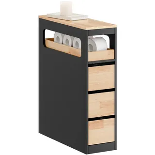 SoBuy Nischenregal, Schwarz, Holzwerkstoff, Holz, 23x82x65 cm, Badezimmer, Badezimmerschränke, Midischränke
