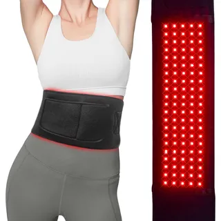 Rotlichtlampe Gürtel für Rücken Und Schultern, 120x20cm Infrarotlampe mit 105 LEDs, 660nm 850nm, 5 Helligkeitsstufen, 10/20/30 Min Timer, SBR Rotlichtgürtel für Zuhause Und Fitness