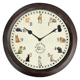 Esschert Design Uhr mit Katzengeräuschen