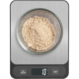 Küchenwaage Digital 10kg Hochpräzise 1g Lebensmittelwaage Edelstahl mit LCD-Display Schälfunktion Digitalwaage 6 Maßeinheiten Waage Küche Kitchen Scale zum Zubereiten von Mahlzeiten Kochen