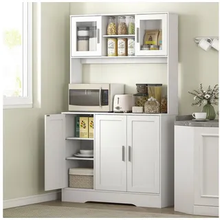 Homcom Küchenschrank Hochschrank Buffetschrank mit Arbeitsplatte 35 x 180 x 108 cm Weiß