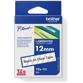 Brother TZE-131 laminiert schwarz auf transparent 1,2cm x 8m