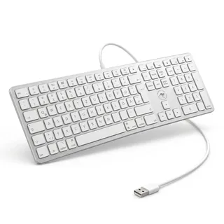 MOBILITY LAB ML311142 wired Tastatur mit dem deutschen QWERTZ Tastaturlayout für Mac- Weiß/Silber