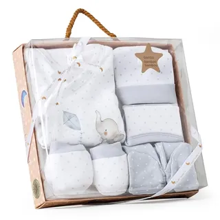 Interbaby Geschenkset 5 Stücke Für Neugeboren 0-6 Monate - Modell:"Elefantito", grau