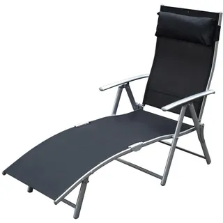 Outsunny Gartenliege 180 x 63,5 x 65 cm schwarz klappbar