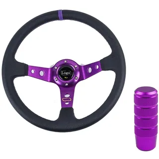 Sportlenkrad Universal 14 Zoll 350mm PVC. Auto Racing-Lenkräder Tiefmais driftet Sportlenkrad mit Umschaltknopf (Color : C)