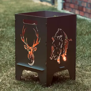 FEUERTONNEN BERTLING® Feuertonne (50cm) Mit Motiv (50cm Hirsch & Wildschwein)