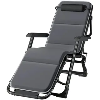 BUJOG Tragbarer Liegestuhl, Outdoor-Garten-Sonnenliege, klappbarer Liegestuhl mit Verstellbarer Rückenlehne, Relax-Loungesessel für Terrassen-Strandcamping, Belastung 200 kg (Farbe: Stuhl + Kissen