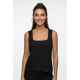 Vero Moda Spitzentop VMLOUISE SL SQUARE NECK TOP JRS Baumwolle, regular fit schwarz S (36)