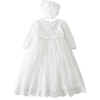 Leideur Baby Lange Taufkleider weiß Taufe Kleid besondere Anlässe Kleider für Mädchen Geburtstag - 3-6 Monate