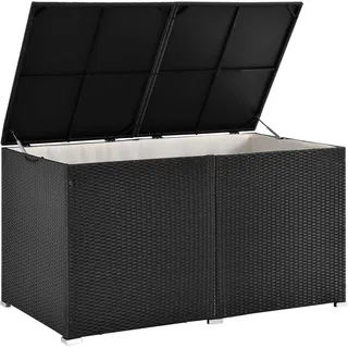 Juskys Polyrattan Auflagenbox Ikaria 950 L mit Innenplane – Garten Kissenbox Gartenbox