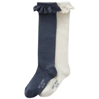 vertbaudet Socken Mädchen Strümpfe, Ajourstrick/Spitze 2er-Pack blau 23/26