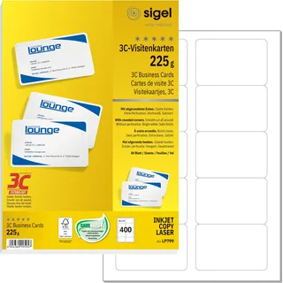 Sigel Visitenkarten LP799 satiniert weiß 225 g/qm