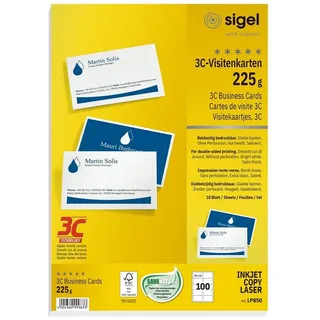Sigel Visitenkarten LP850 satiniert weiß 225 g/qm