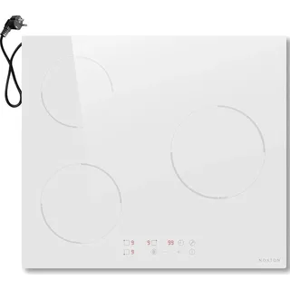 Induktionskochfeld, 3 Kochzonen, Touch-Steuerung, Weißes Glas