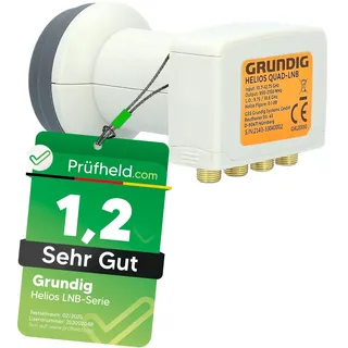 [ Test SEHR GUT, Note 1.2 *] GSS Helios Quad LNB + 8X F-Stecker, mit LTE Abschirmung & Sun Protect UV Schutz, 4Fach HD 4K LNB für 4 Teilnehmer (TV Fernseher, Sat Receiver) LMB LNC für Satelliten