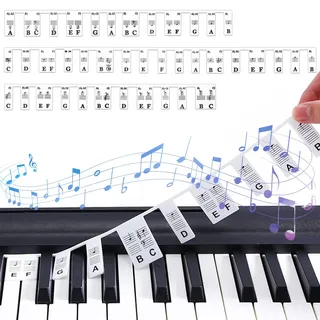 Klaviertastatur Abnehmbar, Piano 88 Tasten Sticker, Klaviertastatur Aufkleber, Klavier Keyboard Noten Aufkleber, E Piano Noten Aufkleber für Anfänger, Kinder und Erwachsene Silikon