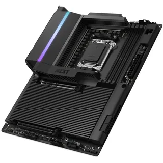 NZXT N9 X870E - AMD X870E AM5 ATX Gaming-Mainboard für Ryzen 9000/8000/7000-20+2+1, DDR5, 4X M.2, PCIe 5.0, Wi-Fi 7, 5GbE, USB 4 – Vollmetallabdeckung, M.2 Schnellverschluss – Schwarz