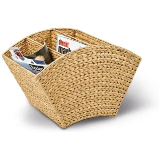 Neustanlo Zeitungsständer Zeitungskorb, 4 Fächer, aus Wasserhyazinthe rechteckig, Maße 500 x 340 x 245 mm