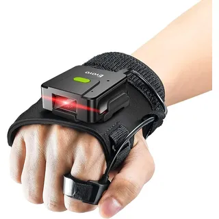Eyoyo 2D Tragbarer Fingerring Bluetooth Barcode Scanner | Schnelles Scannen mit großer Reichweite, Rechter und linker Handschuh, 1D QR Code, Kompatibel mit iPhone iPad Android Phone