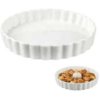suaywo 2 Stück Quicheform Keramik 22 cm Tarteform Keramik Obstkuchenform 9 Zoll Tarteform Rund mit Antihaftbeschichtung zur Herstellung von Muffins, Eierkuchen, Backwaren, Nudeln und Pizza (Weiß)