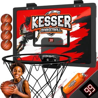 Kesser KESSER® Mini-Basketballkorb fürs Zimmer & Büro Tür-Basketballkorb Indoor Outdoor Basketball-Board für Kinder-Zimmer & Wandmontage Basketballbrett inkl. Ballnetz Pumpe | Ball