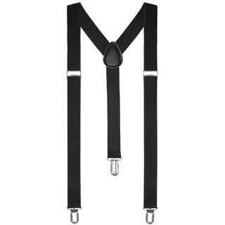 Boolavard Hosenträger Herren Damen Hosen Träger Y Form Style Clips Schmal Neon Bunt Farbig (1. Schwarz) - 150 - 190 cm