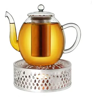 Creano Teekanne 1,5l "hoch" mit Edelstahlsieb und 1x Edelstahl-Stövchen | Gr.: onesize