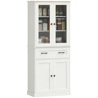 Homcom Küchenschrank Hochschrank mit Acrylglastüren 0 x 0 x 0 Weiß