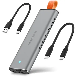 RSHTECH M.2 NVMe SSD Gehäuse Aluminium USB 3.1/3.2 Gen2 10Gbps M2 NVMe Gehäuse-Adapter Externe Thunderbolt 3 Festplattengehäuse für NVMe PCIe und SATA M-Key(B+M Key), UASP &Trim, Werkzeuglos, RSH-328