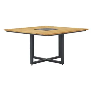 Zebra Quadux Alu-graphite Tisch 140x140cm recyceltes Teakholz