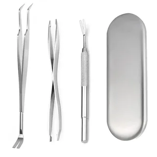 jatimdotin Zeckenzange 3er Set mit Box, 2 in 1 Profi Zeckenpinzette, Zeckenhebel Problemlos Zecken Entfernen, Edelstahl Zeckenzange für Mensch, Hunde, Katze