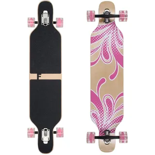 FunTomia Longboard mit 1 Flex Stufen Skateboard Drop Through Cruiser Komplettboard Mach1 Speed Kugellager T-Tool