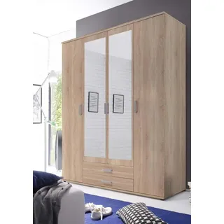 Pol-Power Pol Power Karl Kleiderschrank + Spiegel Holzwerkstoff Melamin 4 Türen 160x196x54 cm