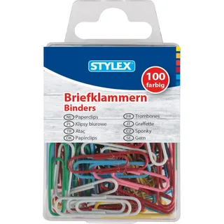 Stylex Briefklammern, Metall, farbig, 100 Stück