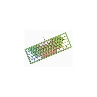 Mini 60% Gaming-Tastatur, Membran Game Keyboard mit Halbmechanisch Tasten, Optical RGB-Chroma-Backlit Kompakt 62 Tasten Double Color Keycap, QWERTY Layout für PC Laptop Mac Computer-Green & White
