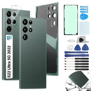 RongZy Ersatz für Samsung Galaxy S22 Ultra 5G 2022 Backcover Akkudeckel Batterietür Gehäuse Rückseite mit Tool Kit (Grün)