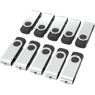 USB Stick 2GB 10 Stück, WOOOLKEN USB 2.0 Speicherstick Memory-Stick 10er Pack 2GB Pen Drives(schwarz)
