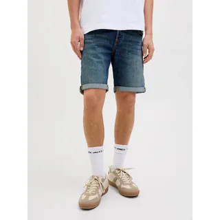 JACK & JONES Shorts JACK & JONES "JJIRICK JJFOX SHORTS CB 310 SN", Herren, Gr. S, N-Gr, blau (blau denim pack:am 311), Web, Obermaterial: 70% Baumwolle, 28% Polyester, 2% Elasthan, unifarben, regular fit kniefrei, Hosen Shorts, im Four-Pocket Style