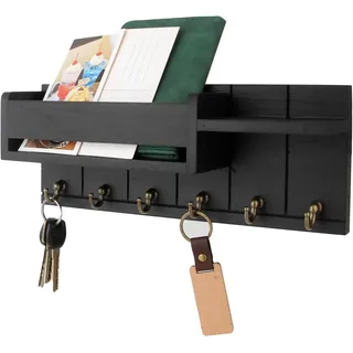 Schlüsselbrett mit Ablage, Schlüsselbrett Holz mit Regal Enthält Briefhalter und