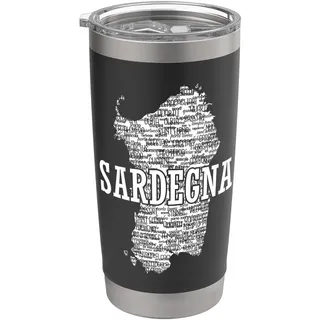 Sardinien-Souvenir mit Karte und sardischen Städten Doppelwandiger Edelstahl-Thermobecher
