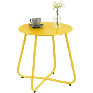 ARATERVIO Runder Beistelltisch Outdoor & Indoor, 45×45 cm Gartentisch für Balkon, Terrasse & Wohnzimmer, Metall Wetterfest mit Pulverbeschichtung, Leicht & Stabil (Gelb)