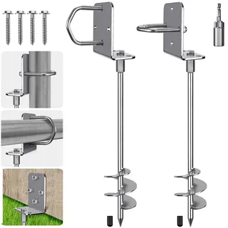 Insaga Bodenanker Erdanker 69cm Stahl Boden Anker Zelt Heavy Duty Trampolin Anchor Zum Eindrehen für Zelte, Vordächer, Camping, Widerstehen Starkem Wind Rostfrei mit Fester Platte Schlaufe, 2 Stück