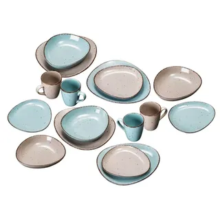 ARTE VIVA Naturlook Kombiservice 16-tlg. dreieckig beige/türkis